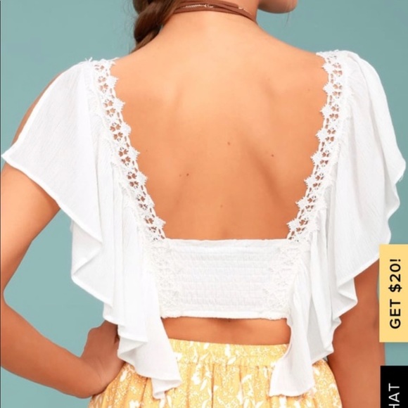 NWT Lulus Saturday Lace Crop Top, White, Small - Picture 4 of 5